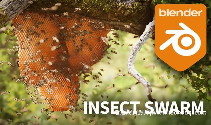 Blender昆虫程序化分布生成几何节点动画资产预设 Insect Swarm – Procedural Insect Systems
