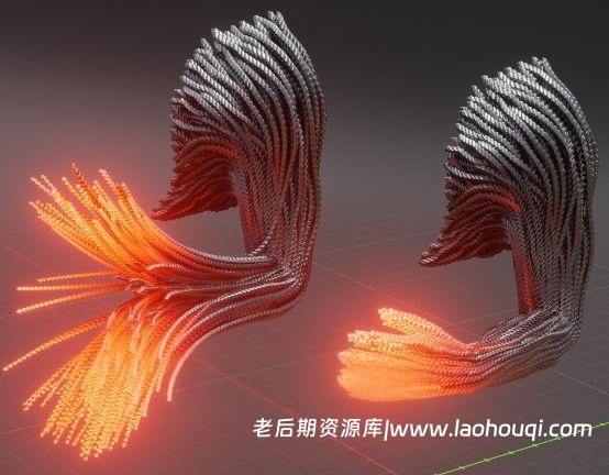 Blender金属电缆臂几何节点生成器：Robot Cable Arm